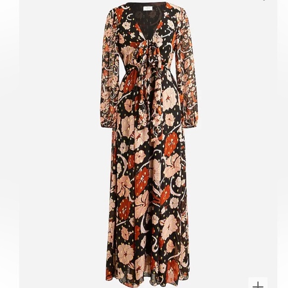 NWT J. Crew Collection Tie-Front Lurex Maxi Dress in Mixed Print - Picture 4 of 13